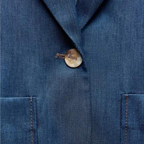 Denim effect Blue Oversized Women's Blazer - Picture 10 of 12